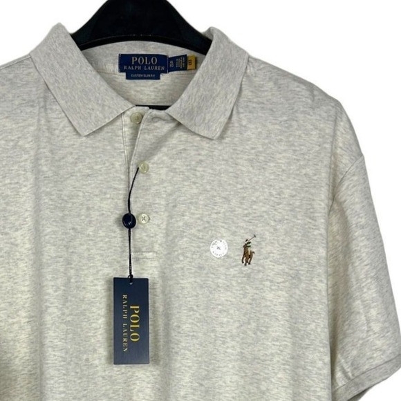 NEW Polo‎ Ralph Lauren Men's XL Slim Cotton Pique Polo Shirt Heather Gray